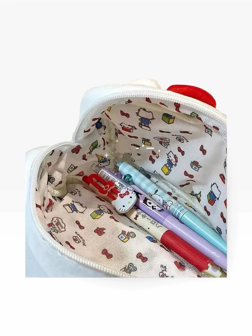 Hello Kitty Soft White Plush Cosmetic Pouch